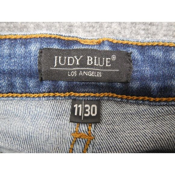 Judy Blue Skinny Fit Jeans Size 11/30 Lined Buffalo Plaid Blue Distressed Denim - Picture 5 of 12